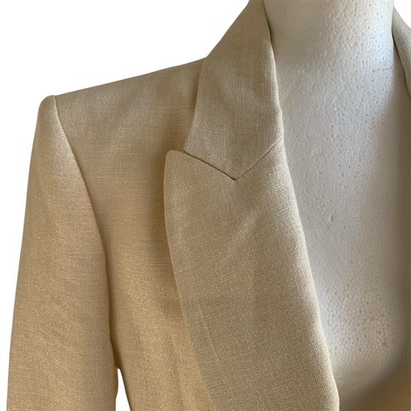 Zara Blazer Linen Long Jacket Event Wear Mini Dress Wedding Occasion Cream  XL - Picture 6 of 15